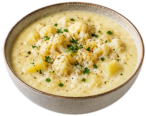 Cauliflower Potato Soup with its ingredients