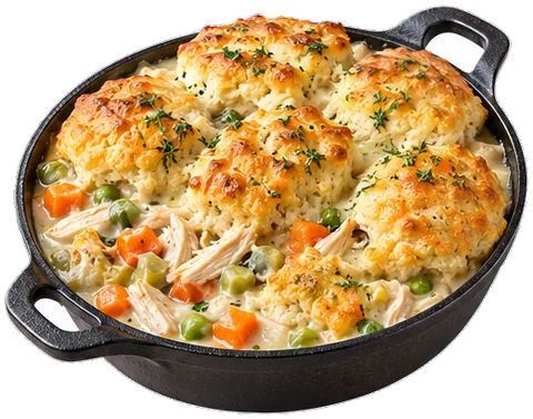 Cheddar Biscuit Chicken Pot Pie with its ingredients