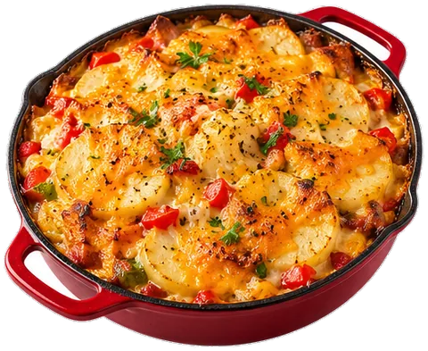 Cheddar Potato Bake with its ingredients