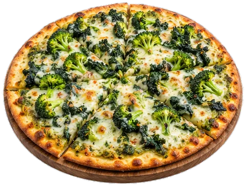 Cheesy Broccoli Kale Pesto Pizza with its ingredients