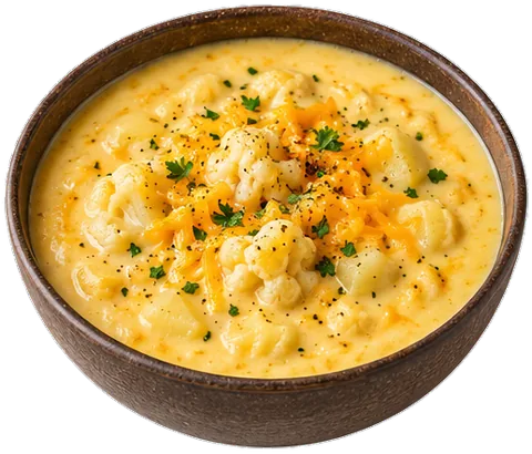 Cheesy Cauliflower Soup with its ingredients