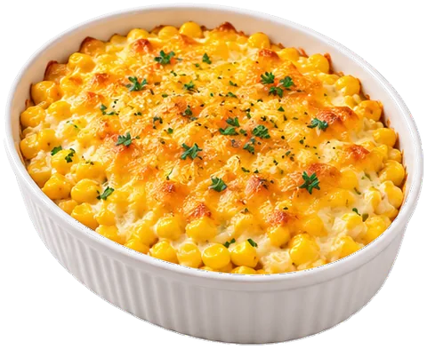 Cheesy Corn Tomato Casserole with its ingredients