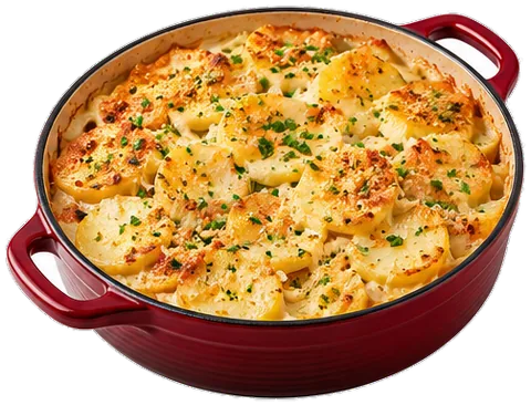 Cheesy Potato Crumb Bake with its ingredients