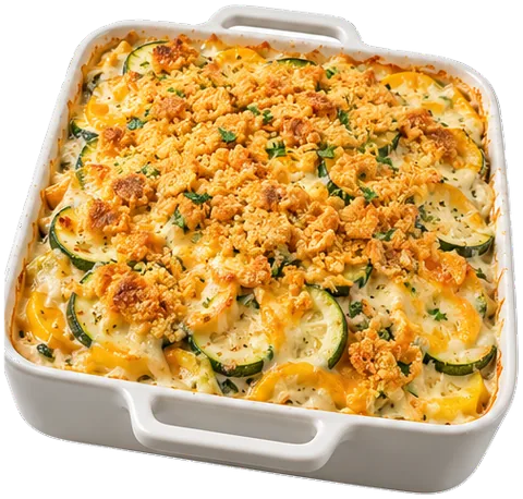 Cheesy Squash Casserole with its ingredients