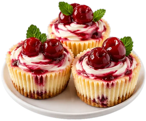 Cherry Cheese Cupcakes with its ingredients