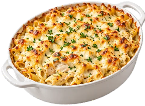 Chicken Alfredo Bake with its ingredients