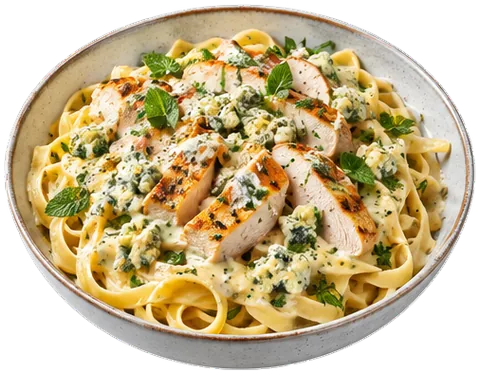 Chicken and Blue Cheese Pasta with its ingredients
