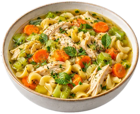Chicken and Pasta Soup with its ingredients