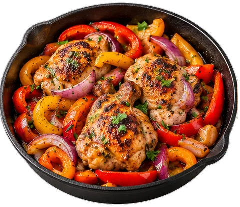 Chicken and Pepper Skillet with its ingredients