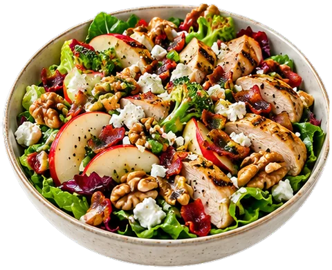Chicken Apple Bacon Walnut Salad with its ingredients