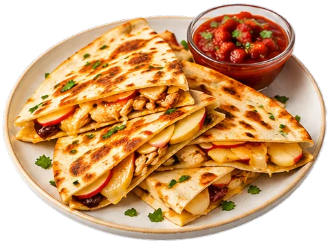 Chicken Apple Quesadillas with its ingredients
