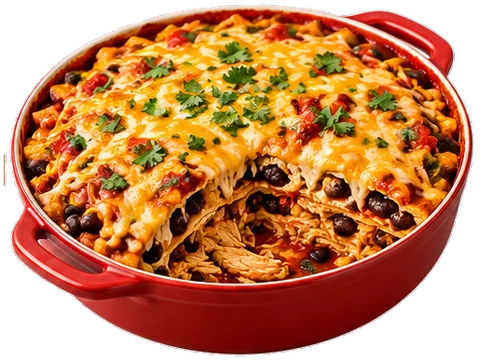 Chicken Black Bean Enchilada Casserole with its ingredients