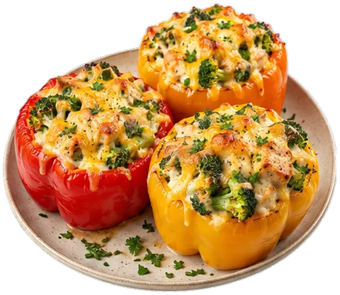 Chicken Broccoli Stuffed Peppers with its ingredients