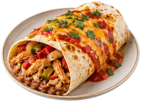 Chicken Burrito with its ingredients