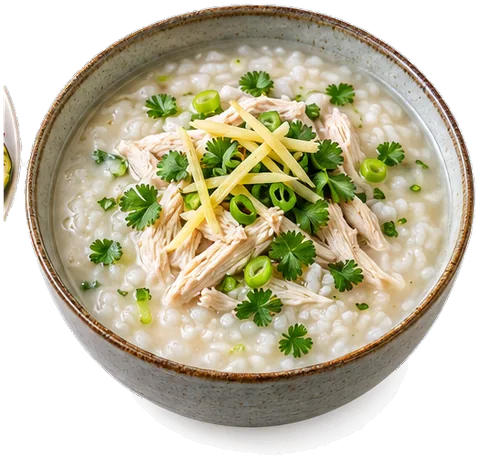 Chicken Congee with its ingredients