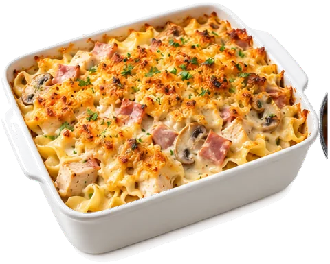 Chicken Cordon Bleu Casserole with its ingredients