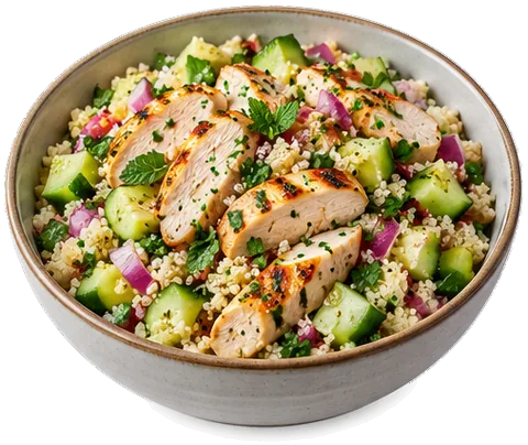 Chicken Couscous Salad with its ingredients