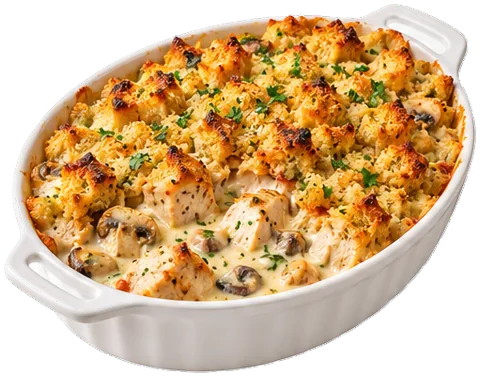 Chicken Crouton Casserole with its ingredients