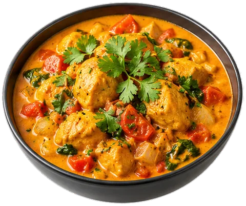 Chicken Curry with its ingredients