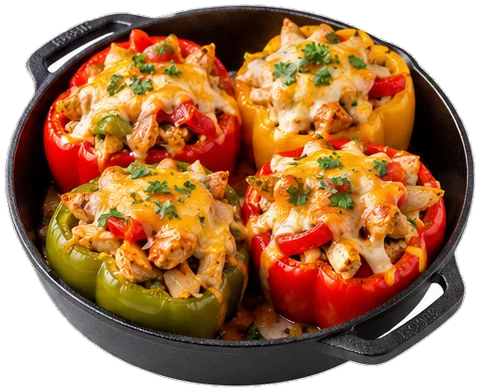 Chicken Fajita Stuffed Peppers with its ingredients