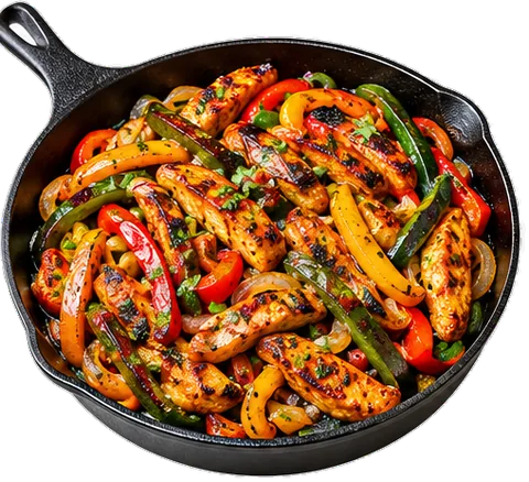 Chicken Fajitas with bell peppers with its ingredients