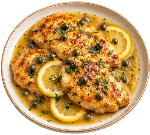 Chicken Francaise with its ingredients