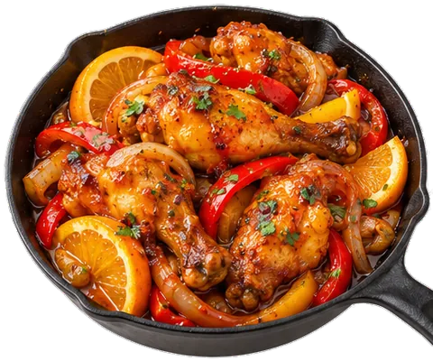 Chicken in Orange Sauce with its ingredients