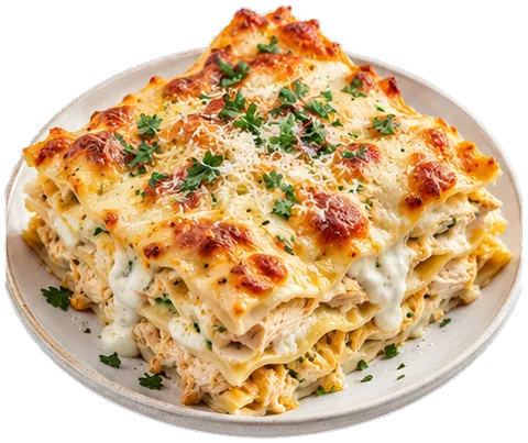 Chicken Lasagna with cottage cheese with its ingredients