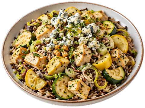 Chicken Leek Blue Cheese Pilaf with its ingredients