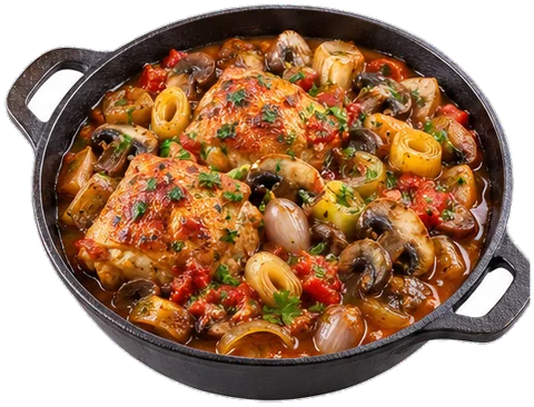 Chicken Marengo (6 servings) with its ingredients