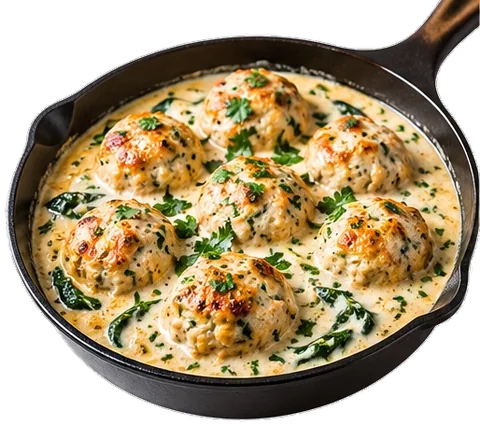 Chicken Meatballs in Cream Sauce with its ingredients