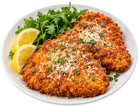 Chicken Milanese with parmesan with its ingredients