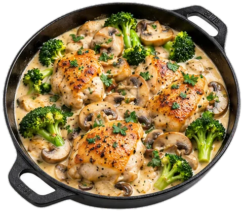 Chicken Mushroom Cream Sauce with its ingredients