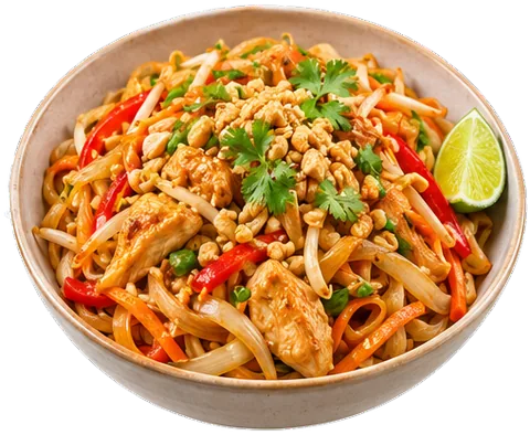 Chicken Pad Thai with its ingredients
