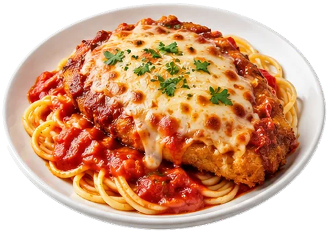 Chicken Parmesan with its ingredients