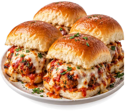 Chicken Parmesan Meatball Sliders with its ingredients