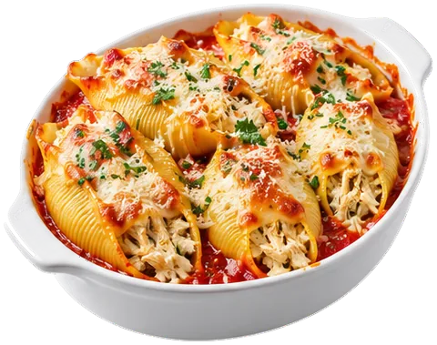 Chicken Parmesan Stuffed Shells with its ingredients