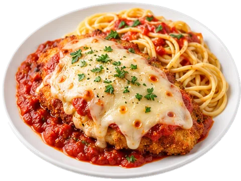 Chicken Parmesan with swiss with its ingredients