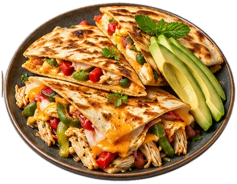 Chicken Quesadilla with its ingredients