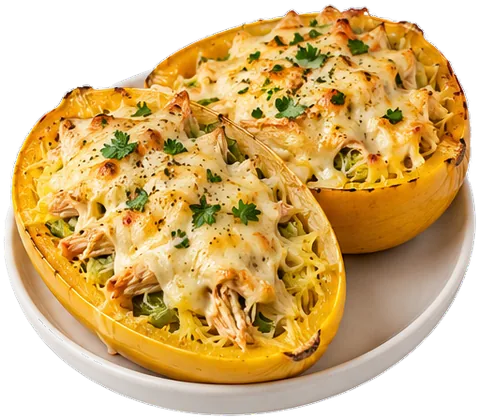 Chicken Stuffed Spaghetti Squash with its ingredients