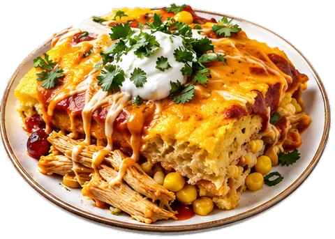 Chicken Tamale Casserole with enchilada with its ingredients