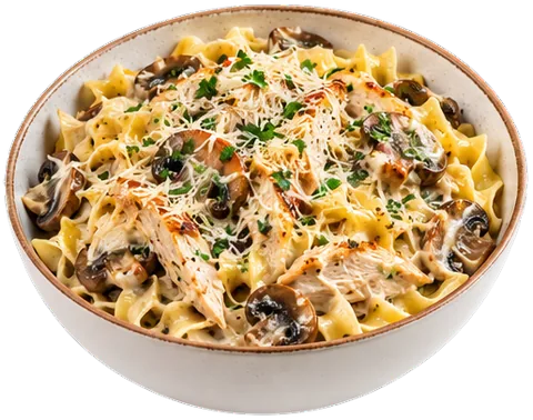 Chicken Tetrazzini (8 servings) with its ingredients