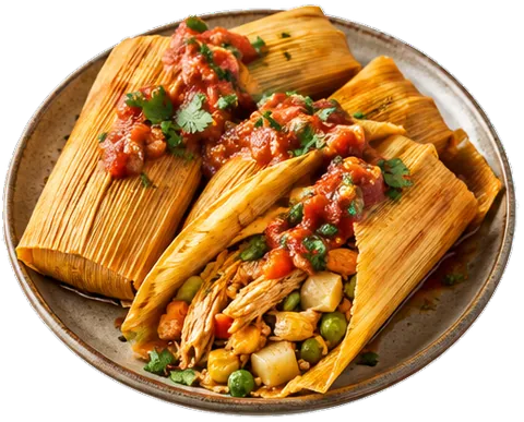 Chicken Vegetable Tamales with its ingredients