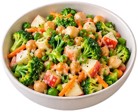 Chickpea Apple Broccoli Salad with its ingredients