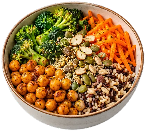 Chickpea Broccoli Buddha Bowl with its ingredients