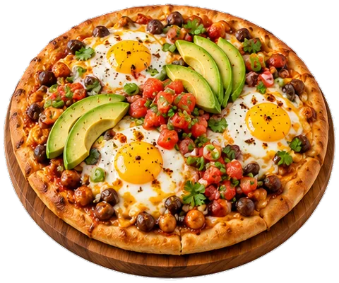 Chickpea Flour Breakfast Pizza with its ingredients