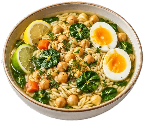 Chickpea Lemon Orzo Soup with its ingredients