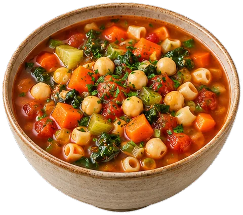 Chickpea Minestrone with its ingredients