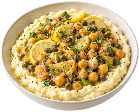Chickpea Piccata Cauliflower Mash with its ingredients