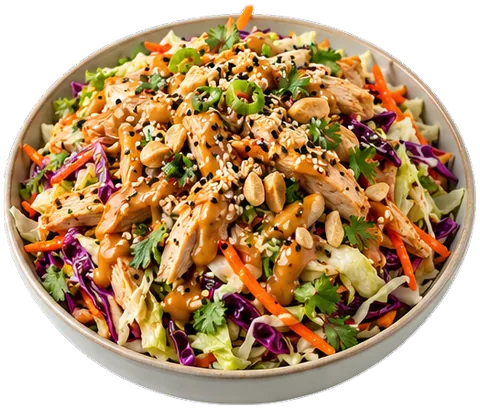 Chinese Chicken Salad with nuts and seeds with its ingredients